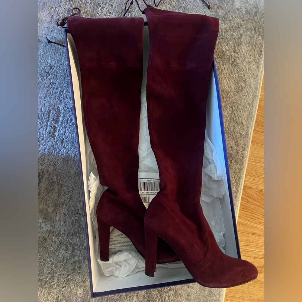 (Red) Stuart weitzman suede highland boots - Picture 4 of 11